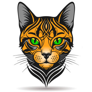 طرح وکتور لایه باز سر گربه با کیفیت بالا