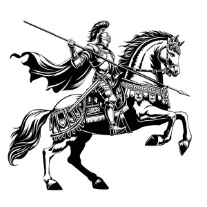 طرح لایه باز وکتور جنگ جوی سوار بر اسب