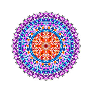 طرح لایه باز وکتور ماندالا با پس زمینه مشکی سیاه