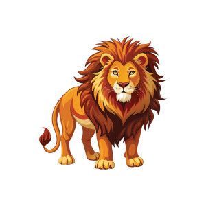 طرح لایه باز وکتور کاراکتر شیر با کیفیت بالا