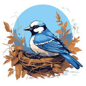 طرح لایه باز وکتور پرنده روی شاخه با کیفیت بالا