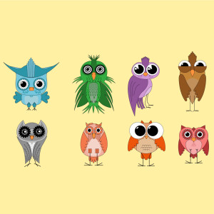 طرح لایه باز مجموعه 4 عدد پرنده با کیفیت بالا