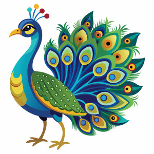 طرح لایه باز وکتور پرنده طاووس با کیفیت بالا