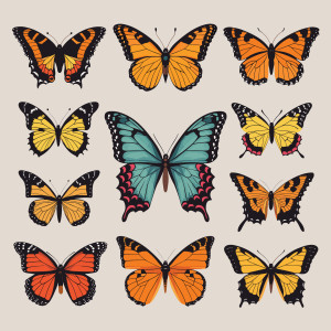 طرح لایه باز وکتور مجموعه پروانه با کیفیت بالا