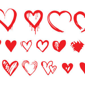 طرح لایه باز وکتور مجموعه آیکن های قلب عاشقانه