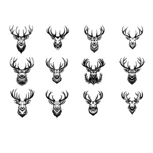 طرح لایه باز وکتور مجموعه آیکن گوزن شاخدار