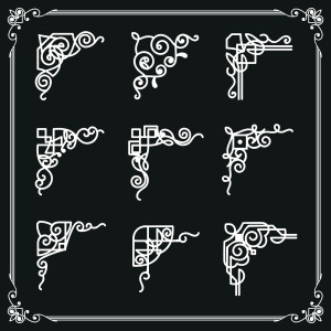 طرح لایه باز مجوعه گل های گوشه اسلیمی 9 عددی