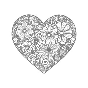 طرح لایه باز وکتور قلب عاشقانه با طرح گل