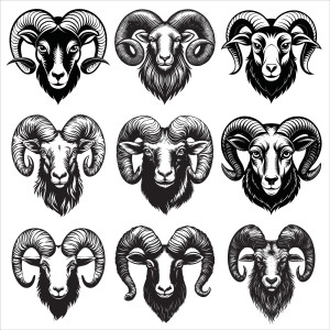 طرح لایه باز وکتور مجموعه آیکن های بز کوهی