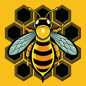 طرح لایه باز وکتور آیکن زنبور عسل با کیفیت بالا