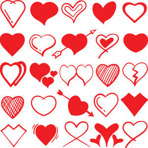 طرح لایه باز مجوعه 25 عددی قلب های عاشقانه