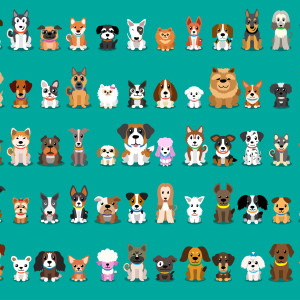 طرح لایه باز وکتور مجموعه سگ بامزه با کیفیت بالا