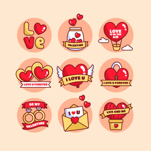طرح لایه باز مجموعه آیکن های عاشقانه دوست داشتن