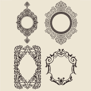 طرح لایه باز وکتور مجوعه گل و قاب اسلیمی با کیفیت