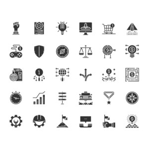 طرح لایه باز مجموعه آیکن های مورد استفاده طراحی