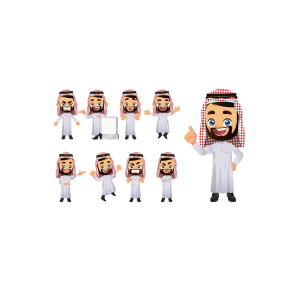 طرح لایه باز وکتور کاراکتر مرد عرب با کیفیت بالا