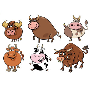 لایه باز کاراکتر کارتونی گاو با کیفیت بالا