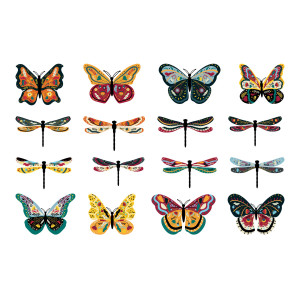 طرح لایه باز وکتور مجموعه حشرات پروانه