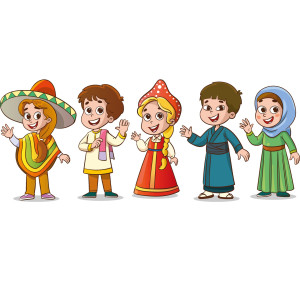 طرح لایه باز وکتور کاراکترهای کودک دختر و پسر