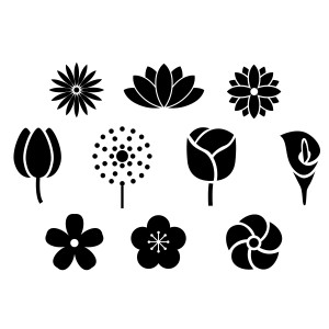 لایه باز وکتور فتوشاپ گل لاله خطی سیاه رنگ