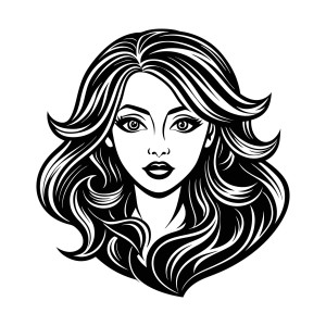 لایه باز وکتور فتوشاپ صورت دختر با موهای دراز