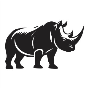 طرح لایه باز وکتور حیوان کرگدن با کیفیت بالا