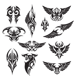 طرح لایه باز وکتور مجموعه اشکال تتو با کیفیت بالا