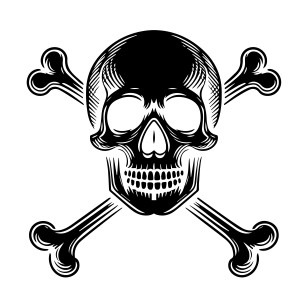 طرح لایه باز وکتور علامت خطر مرگ اسکلت سر انسان