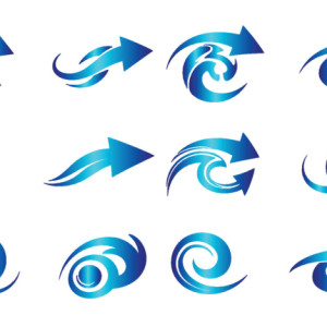 طرح لایه باز فلش و آیکن های آبی رنگ با کیفیت بالا