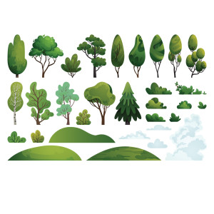 طرح لایه باز درختان جنگلی فانتری