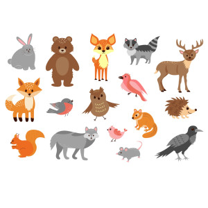 طرح لایه باز کاراکتر حیوانات جنگل فانتزی