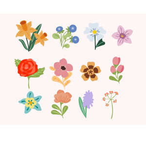 طرح لایه باز گل و برگ درختان