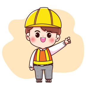 لایه باز کاراکتر کارتونی مهندس ساختمان با کیفیت