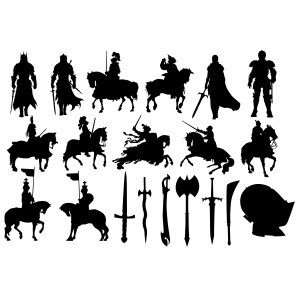 طرح لایه باز وکتور مجموعه جنگجویان سوارکار