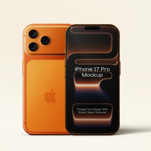 لایه باز فتوشاپpsd موکاپ آیفون ۱۷ پرو با وضوح بالا
