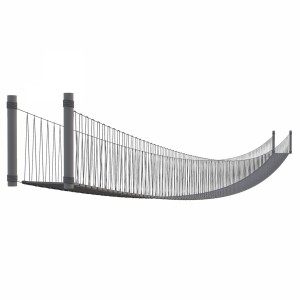 مدل سه بعدی 3D پل طنابی منجنی چوبی قدیمی