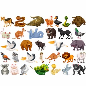 لایه باز  حیوانات کارتونی شامل شیر،خرس،تمساح