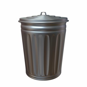 مدل 3D سه بعدی سطل زباله فلزی در دار با کیفیت بالا