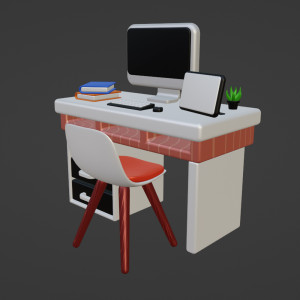 مدل 3D سه بعدی میز تحریر چوبی مناسب مطالعه