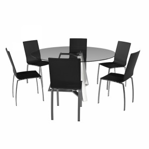مدل سه بعدی میز و صندلی شیشه ای و فلزی