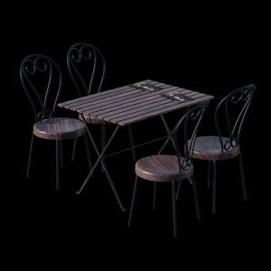 مدل سه بعدی 3d میز و صندلی شیشه ای و فلزی