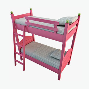 مدل سه بعدی تخت خواب دوطبقه چوبی با کیفیت بالا