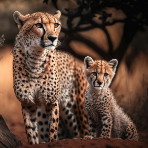 دانلود عکس 4k یوزپلنگ و بچه یوزپلنگ با کیفیت بالا
