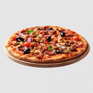 عکس png فست فود پیتزا با قارچ با کیفیت بالا