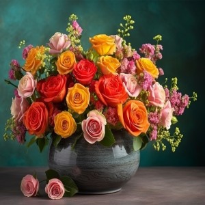 عکس گلدان پر از گل با کیفیت بالا