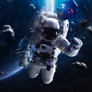عکس 8k پروفایل فضانورد در فضا با کیفیت بالا