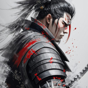 عکس گرافیکی مرد مبارز سامورایی با کیفیت بالا
