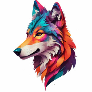 عکس گرافیکی سر گرگ طراحی شده با کیفیت بالا