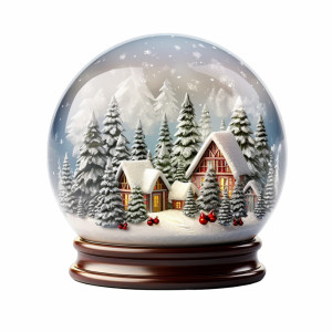 عکس گوی جاویی شیشه ای کلبه برفی با کیفیت بالا