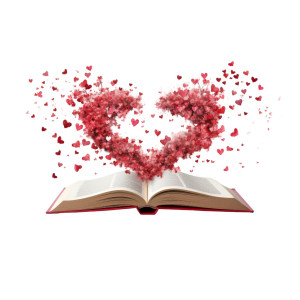 عکس عاشقانه کتاب با قلب های عاشقانه با کیفیت بالا